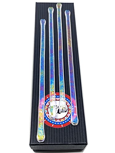 studioTica Handmade Glass Swizzle Sticks: Frosted Fire, Set of 4 - color: Frosted Fire