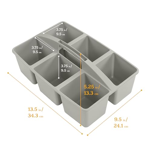ECR4Kids 6-Compartment Large Storage Caddy Organizer, 6-Pack, Grey - color: Grey