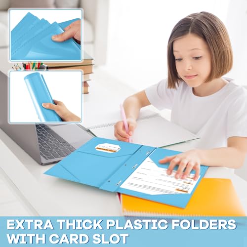 Henoyso 36 Pcs Plastic Folder with Clear Front Pocket, Light Blue - color: Light Blue