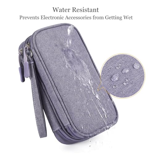 CAAORDKSO Cord Organizer Bag, Travel Cable Organizer Case Waterproof Accessories Pouch with Handle, Travel Electronic Carrying Bag for Cable, Cord, Charger, Phone, Power Bank, Earphone(Purple, Medium) - color: Purple, size: Medium