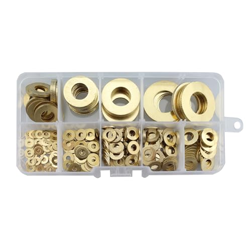 300PCS Flat Washer Kit: Brass Flat Washers Set M2.5 to M14