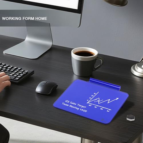 Navy Mini Desktop Pure Glass Whiteboard, Small Glass Dry-Erase Whiteboard - color: Navy