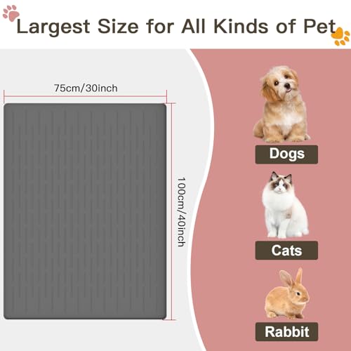 Largest Dog Food Mat, 39.5"x29.5" Silicone Dog and Cat Mat for Food and Water Bowls, Thinken Waterproof Non-Slip XXXL Pet Feeding Mat for Floors (Deep Green) - color: Deep Green, size: 39.5"L x 29.5"W