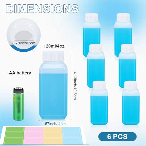 4oz Leak Proof Plastic Bottles with Caps, Laboratory Reagent Bottle, Reusable Small Pill Storage Containers for Travel, Classrooms, Home (6 pack translucent) - color: Translucent, size: 4oz