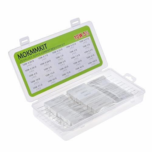 25 Values 10W Ceramic Cement Resistor Kit 0.05 Ohm - 100 Ohm - size: 0.05Ω-100Ω 50PCS