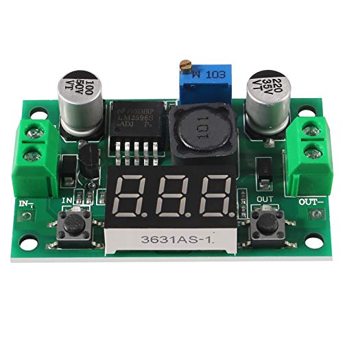 AITRIP 2pcs LM2596 Adjustable DC-DC Step Down Buck Power Convert Module 4.0-40V Input to 1.25-37V Output with LED Voltmeter Display - color: 2 PCS