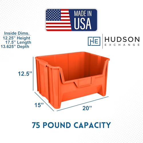 HE HUDSON EXCHANGE 20" x 15" x 12.5" (54 Pack) Plastic Giant Stackable Hopper Bin, Orange - color: Orange, size: 54 Pack