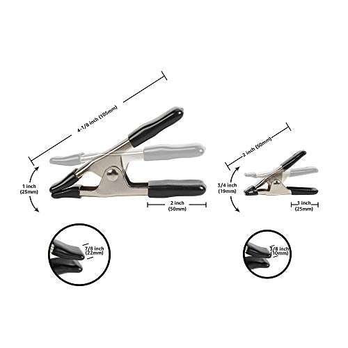 Amazon Basics 20-Piece Steel Spring Clamp Set, Strong, Non-Marking PVC-Coated Tips, 15 Pack of 3/4-inch, 5 Pack of 1-inch, Black/Silver
