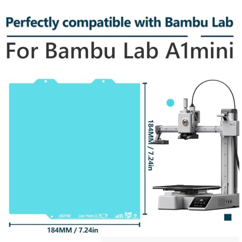 2.0 Upgraded OMG Cool Plate for Bambu Lab A1 MINI, 184x184mm Thicker Magnetic Bamboo Build Plate with Supertack Smooth Surface, Low-Temperature 3D Printer Bed Plate for PLA PETG Printing - size: 184x184mm for A1 mini
