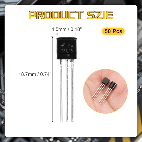 MECCANIXITY 50Pcs 78L15 Transistor Kit, +15V 100mA TO-92 - style: 78L15 +15V