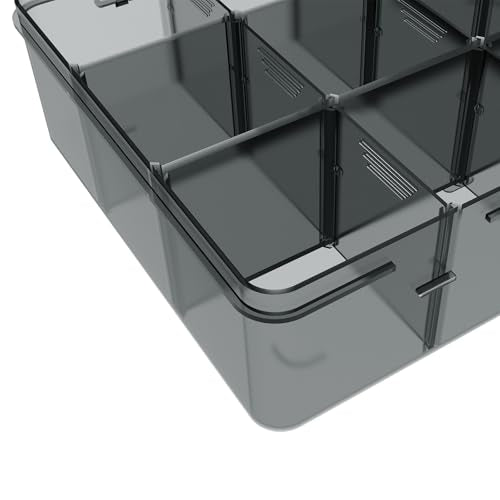 SRNYJAO Plastic Organizer Box, Clear Tackle Box Organizer Compartment Box - color: gray, size: Large 12 Grids