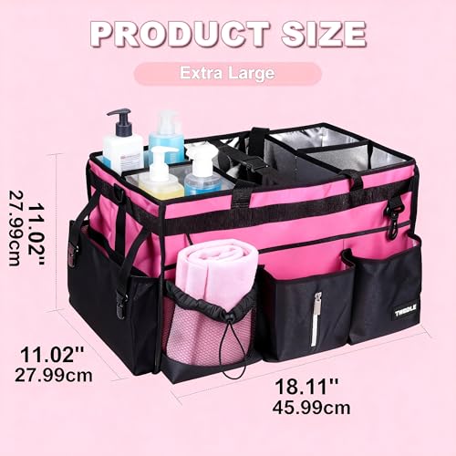 Extra-Large Wearable Cleaning Caddy With Detachable Divider,Cleaning Caddy For Cleaning Supplies Large Cleaning Supply Caddy With Adjustable Shoulder Strap & Waist Belt For Cleaners - color: Rose Pink, size: Extra-Large