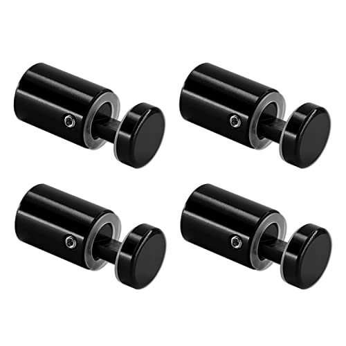 Side Clamp Standoffs 3/4" x 1" Solid Aluminum, Edge Grip Sign Standoffs for Glass, Burglarproof Sign Standoff, Standoffs Hardware, for Acrylic, Glass, PVC, Glass Panel with 2 pcs Spacers - color: Black, size: 16 PC