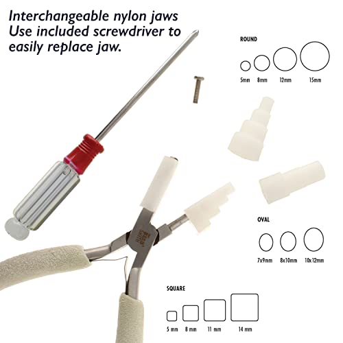 The Beadsmith Stepped Plier with Interchangeable Nylon Jaws - 3-in-1 Tool, 6.25 inches (159mm), Comfort Grip Handle with Double-Leaf Springs - style: Stepped