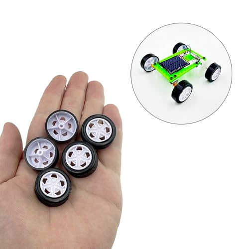 10PCS Small Toy Car Wheel 24mm Model Car Rubber Tire Wheels with 5PCS Shaft Round Axles for for RC Car Truck Robot DIY Model Toy Car Wheels Replace Accessories (2x24mm) - style: 2x24mm