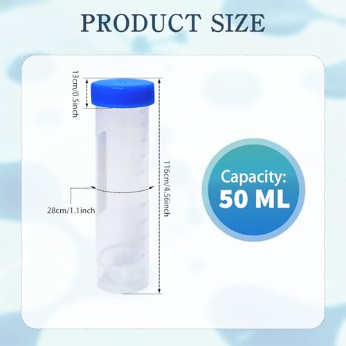 110 Pcs 50ml Centrifuge Tubes with Screw Cap Graduated Marks Plastic Self Standing Lab Test Tubes with Lids Polypropylene Skirted Conical Bottom for Seeds Spices Science Experiments