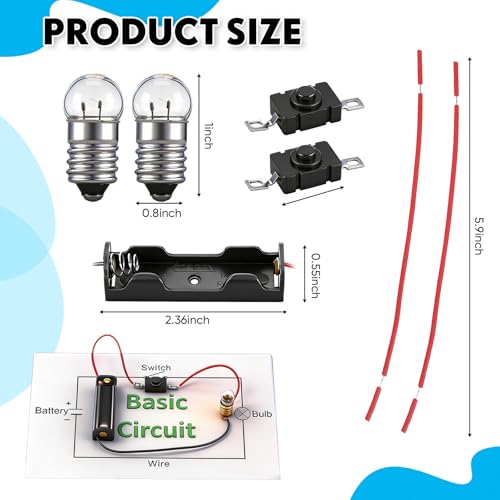 Fumete 24 Sets Electric Circuit Kit Basic Circuits Light Bulb Science