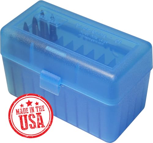 MTM 50 Round Flip-Top Rifle Ammo Box 270 Win 280 Rem 30-06, Blue - color: Clear Blue