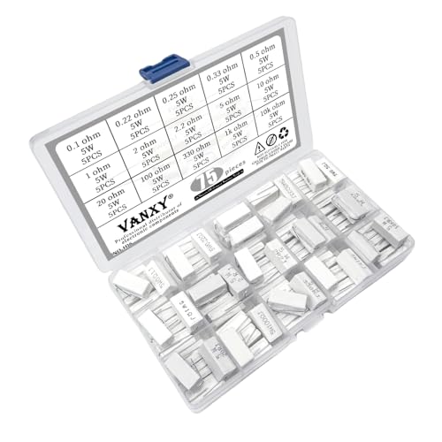 15Values 5W Ceramic Cement Resistor Axial Lead Wirewound 0.1R-10K Kits
