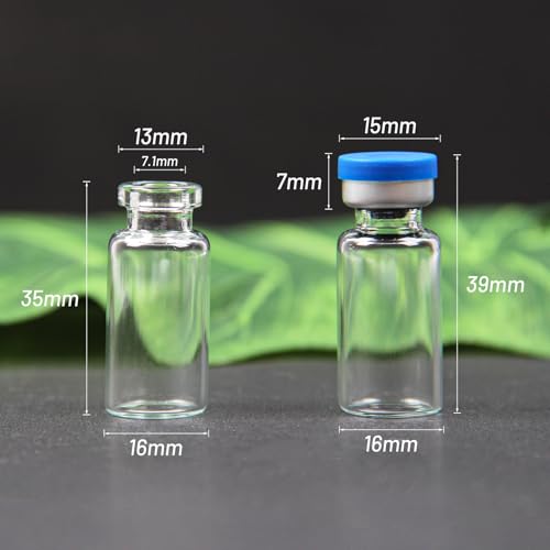 100 Pack 3ml Clear Glass Vials with Caps – 1 Dram Lab Headspace Vials - color: Clear Vial Blue Cap, size: 3ml