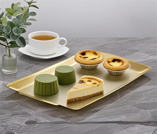 SANQIAHOME 15.8" x 9.5" Gold Serving Trays Set of 2, Stainless Steel - color: Gold-15.8" X 9.5"