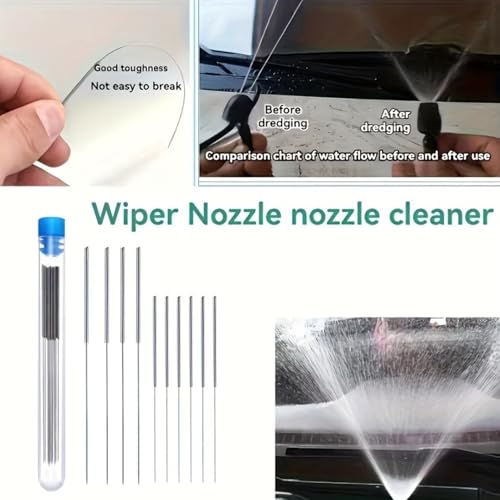 10-piece Stainless Steel Cleaning Nozzle Tool Set – car Windshield Wiper, 3D Printer Head, Gas Stove Burner Nozzle, Shower Head Syringe unclogging Brush