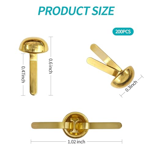 Paper Fasteners, 16 x 8mm Split Pins & Craft Brads – Mini Brads for Paper Crafts, Small Metal Brads for Scrapbooking, Handmade Cards & DIY Craft Supplies, 200 Pack - size: 200pcs