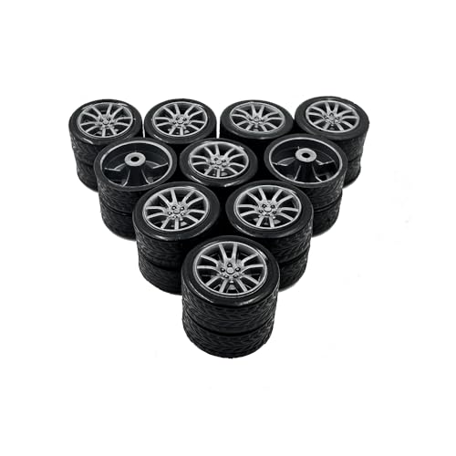 20PCS Small Toy Car Wheel 18mm Model Car Mini Rubber Tire Wheels with 10PCS Shaft Round Rod Axles for DIY Model Toy RC Car Truck Robot Building Accessories (Silver 2x18mm) - style: Silver 2x18mm