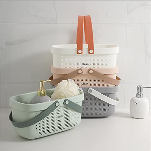 JiatuA Plastic Storage Basket with Handle Portable Shower Caddy Tote Organizer Basket Bin for Bathroom Kitchen Dorm Room Bedroom, Green - color: Green, size: Large