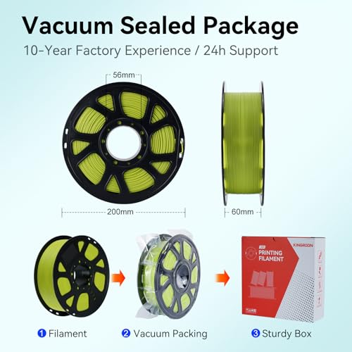 Kingroon PLA Filament 1.75mm 1kg, Bright Apple Green, ±0.02mm Dimensional Accuracy, Clog-Free & Tangle-Free, Fit Most FDM 3D Printers - color: 1kg Bright Apple Green