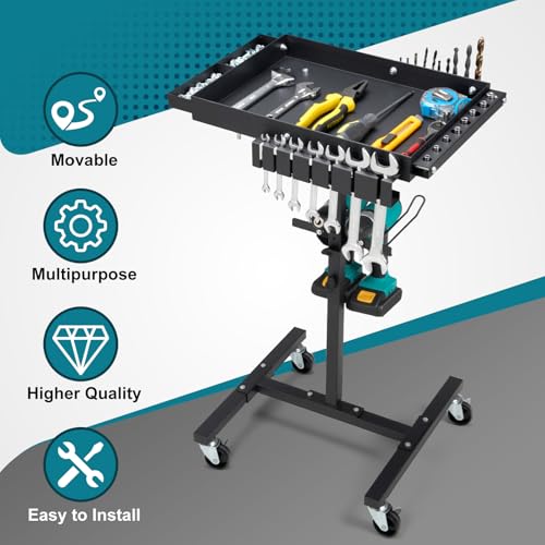 OLBRUS Rolling Work Table, Rolling Tool Cart with Drills Storage