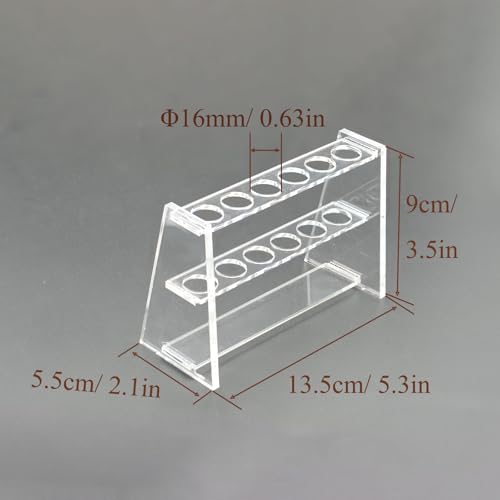1 Pcs Clear Acrylic Test Tube Rack, 6 Holes for 10mL Tubes, 16mm Diameter - size: 16mm