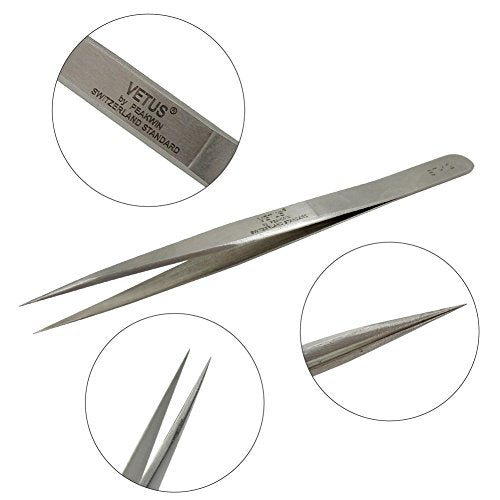 LASHVIEW Lash Tweezer, Vetus Straight Pointed Eyelash Tweezers for Profissional Grafting Eyelash Extension, Stainless Steel Needle Nose Tweezers for Lash Extension Stickers Precision Electronics, ST12 - size: ST12