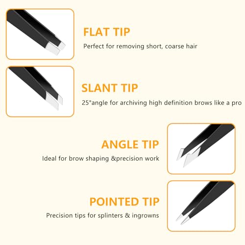 DTDNZKN 4 PCS Stainless Steel Tweezers Set Black - color: Black