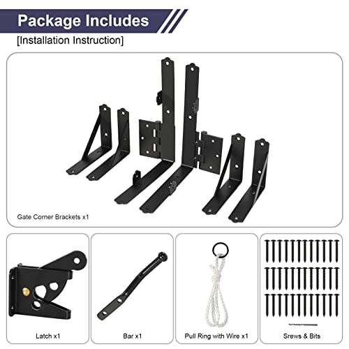 2Pack Anti Sag Gate Kit Heavy Duty No Sag Kit Gate Corner Brace Bracket for Wooden Gate Fence with a Self-Locking Gate Latch - style: No Sag Kit B - 2Set