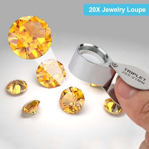 Rongon Jewelry Loop Magnifiers Foldable Small Magnifying Glasses Pocket Loupe 20X Magnify Glass Folding Magnifier Glasses for Jewelry Coins Gems Watches Stamps Antiques Silver - size: 20X