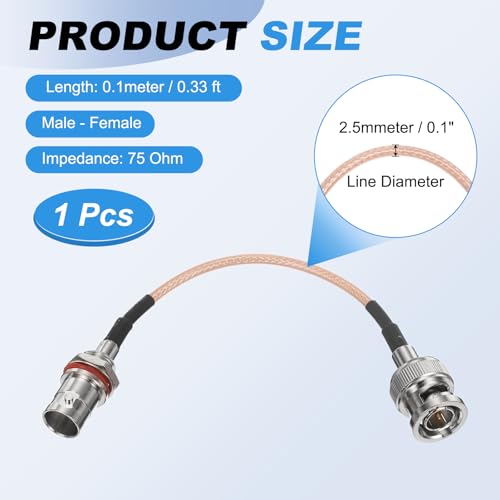 MECCANIXITY 0.33FT 3G-SDI Cable BNC Male to Female 75 Ohm Orange - size: 0.33 FT