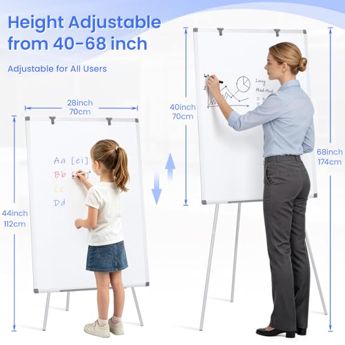 MAKELLO White Board with Stand 40"x28", Whiteboard Easel, Adjustable Height - color: A, size: 28"W x 40"H