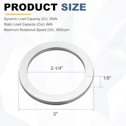 uxcell 4 Sets NTA3648 Thrust Needle Roller Bearings with Washers, ID 2-1/4" - size: NTA3648+2TWA, 2-1/4"x3"x1/8"