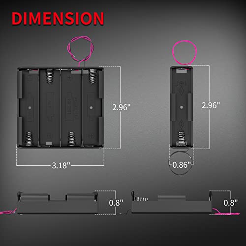 DAIERTEK 18650 Battery Holder with Wire 3.7V,7.4V, 11.1V, 14.8V 18650 Battery Holder Box 2 for Each Type -Total 8Pcs - color: 1-2-3-4-18650