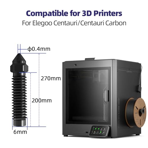 IdeaFormer-3D 5Pcs 0.6mm Centauri Carbon Nozzle, High Temperature Resistance 3D Printer Extruder Hotend Nozzles for Elegoo Centauri Carbon - color: 5Pcs 0.6mm Hardened Steel Nozzles