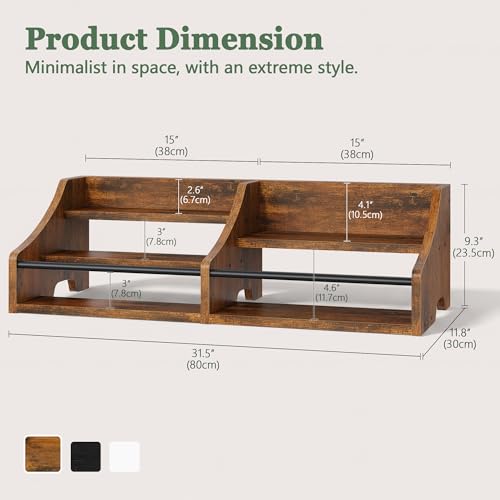 FAVOOSTY 5 Tier Countertop Liquor Bottle Display Shelf, Rustic Brown - color: Rustic Brown