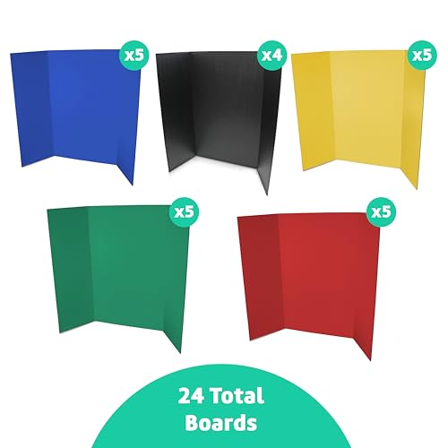 Flipside Products 36” x 48” Foam Project Boards for Presentations, Science Fair, School Projects, and Event Displays - Assorted Colors (Yellow, Green, Blue, Red, Black) 3/16'' Thick - 24 Pk - color: Assorted, style: 24 Pack