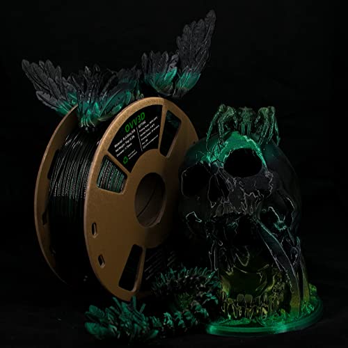 PLA Filament 1.75mm, 3D Printer Filament Silk Black Green Color Changing, Silk PLA Filament with Glitter Flecks, 3D Printing Filament 1.75 +/-0.02mm, 1kg - color: Black Green