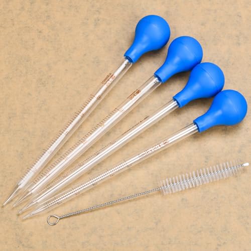 Glass Pipettes Set 2x10ml+5ml Glass Graduated Pipettes Dropper with Big Rubber Cap Dropping Lab Pipette Transfer for Liquid Essential Oil - style: 2x10ml+5ml