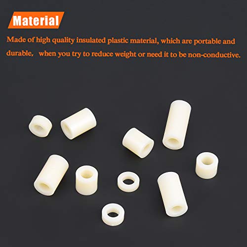 HELIFOUNER 180 Pieces Nylon Round Spacer Standoffs Assortment Kit for M6 Screws