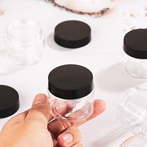 Patelai 4 Pcs Plastic Jars with Lids, Black, 2 oz, Wide Mouth - color: Black, size: 2 oz