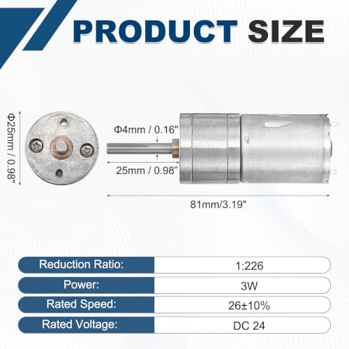 MECCANIXITY DC 24V 35RPM Gear Geared Electric Motor 3W High Torque 25mm Dia