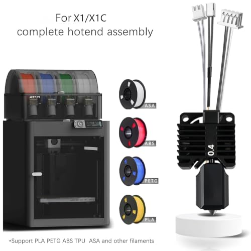 Bamboo Lab X1 X1C Hotend Assembly Complete with Hardened Steel 0.4mm Nozzle,Ceramic Heater, Thermistor, Cooling Fan for X1 Series 3D Printer Extruder Heating Block Replacement - size: 0.4MM, style: X1 Series