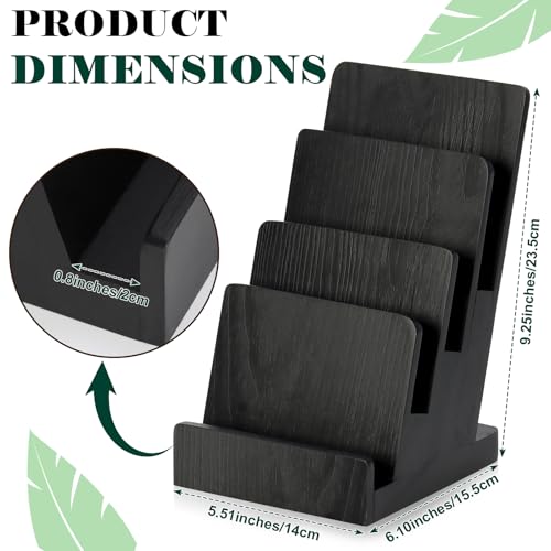4 Tier Wood Brochure Display Stand 6 x 9 inch Black Brochure Holder Pamphlet Display Stand for 5.5 x 8.5 inch 5 x 7 inch Booklets Menus Postcard Holder Multi Purpose Organizer - color: Black Color Pine